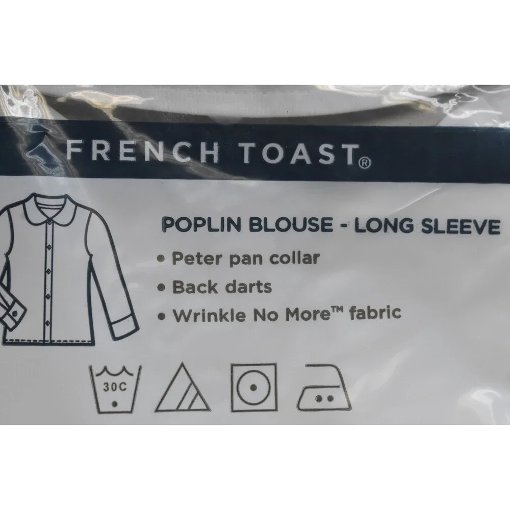 French Toast Plain White Long Sleeve Poplin Blouse Girls Small 6X Lot Of 12